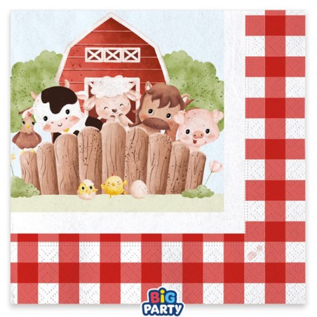 Tovagliolo di Carta 33x33cm Animali della Fattoria "Little Farm" 16pz Fattoria