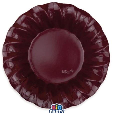Piatto di Carta Fondo 24cm Smerlato Wavy Borgogna, Bordeaux 6pz Bordeaux "Burgundy"