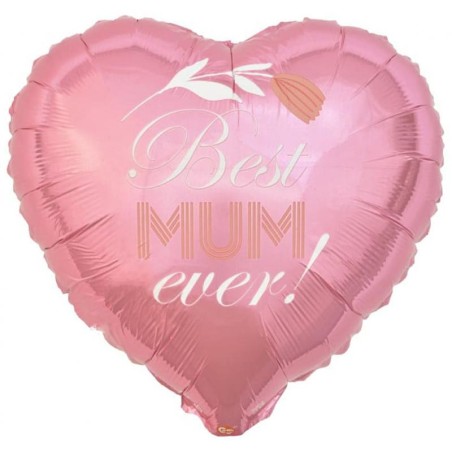 Palloncino in Foil 18" Cuore Rosa La Miglior Mamma "Best Mum Ever!" Palloncini e Addobbi Festa Mamma