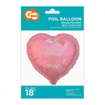 Palloncino in Foil 18" Cuore Rosa La Miglior Mamma "Best Mum Ever!" Palloncini e Addobbi Festa Mamma