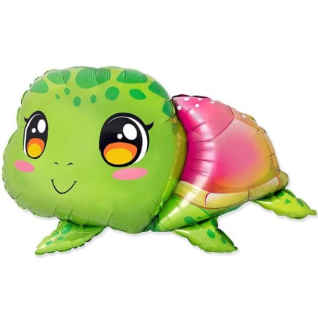 Palloncino in Foil 24" Super Shape Tartaruga Verde e Fucsia Animali (Fattoria e Domestici)