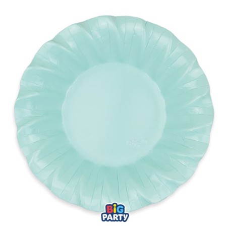 Piatto di Carta Fondo 24cm Smerlato Wavy Verde Acqua Marina 6pz Acqua Marina "Tiffany"