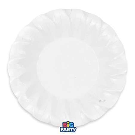 Piatto di Carta Fondo 24cm Smerlato Wavy Bianco 6pz Bianco "White"