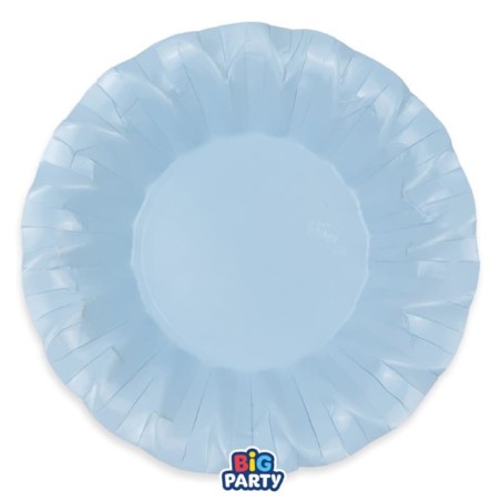 Piatto di Carta Fondo 24cm Smerlato Wavy Celeste Baby 6pz Celeste "Light Blue"