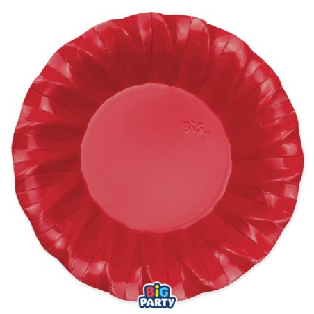 Piatto di Carta Fondo 24cm Smerlato Wavy Rosso 6pz Rosso "Red"