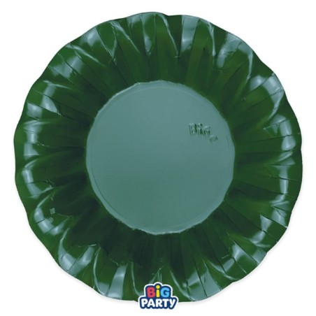 Piatto di Carta Fondo 24cm Smerlato Wavy Verde Foresta 6pz Verde Scuro "Dark Green"