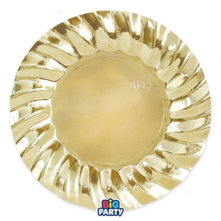 Piatto di Carta Fondo 24cm Smerlato Wavy Oro Metallizzato 6pz Oro "Gold"