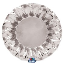 Piatto di Carta Fondo 24cm Smerlato Wavy Argento Metallizzato 6pz Argento "Silver"