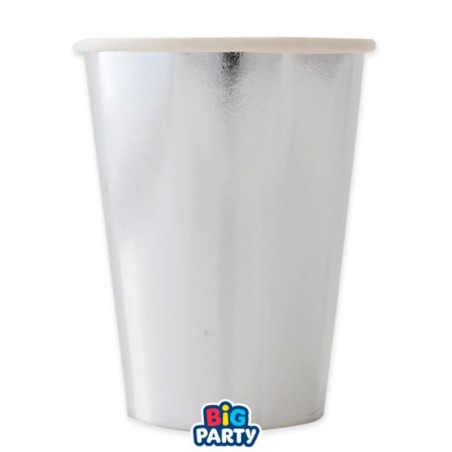 Bicchiere di Carta 250ml Wavy Argento Metallizzato 6pz Argento "Silver"