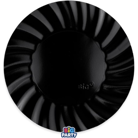 Piatto di Carta 30cm Smerlato Wavy Nero 6pz Nero "Black"