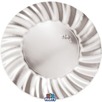 Piatto di Carta 30cm Smerlato Wavy Argento Metallizzato 6pz Argento "Silver"
