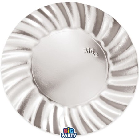 Piatto di Carta 30cm Smerlato Wavy Argento Metallizzato 6pz Argento "Silver"