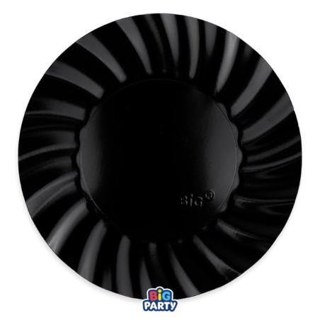 Piatto di Carta 25cm Smerlato Wavy Nero 6pz Nero "Black"