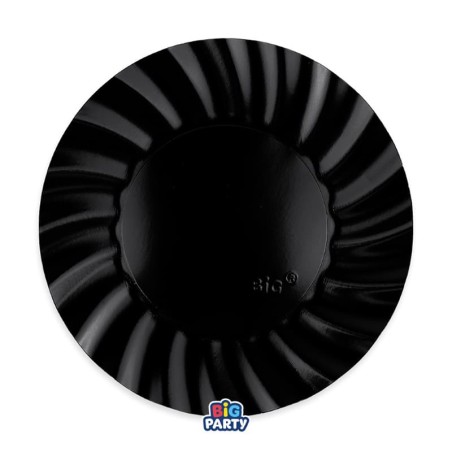 Piatto di Carta 20cm Smerlato Wavy Nero 6pz Nero "Black"