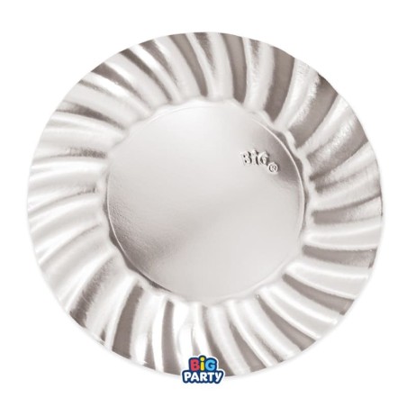 Piatto di Carta 20cm Smerlato Wavy Argento Metallizzato 6pz Argento "Silver"