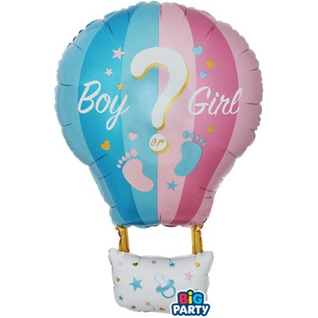 Palloncino in Foil 32" Mongolfiera Gender Reveal "Girl or Boy?" Palloncini Gender Reveal Boy or Girl?