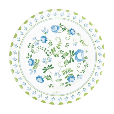 Piatto di Carta 21cm Azzurro e Verde "Floral Grace" 8pz Floral Grace