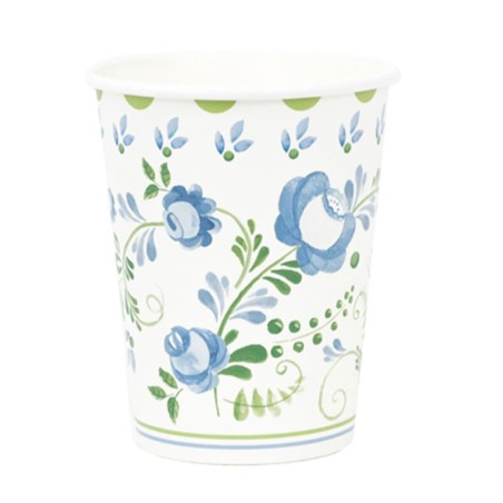 Bicchiere di Carta 250ml Azzurro e Verde "Floral Grace" 8pz Floral Grace