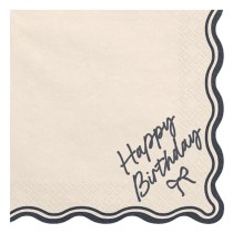 Tovagliolo di Carta 33x33cm Fiocco Nero Happy Birthday "Elegant Milestone" 12pz Elegant Milestone Birthday