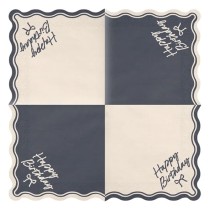 Tovagliolo di Carta 33x33cm Fiocco Nero Happy Birthday "Elegant Milestone" 12pz Elegant Milestone Birthday