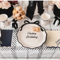 Tovagliolo di Carta 33x33cm Fiocco Nero Happy Birthday "Elegant Milestone" 12pz Elegant Milestone Birthday