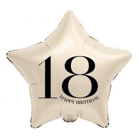 Palloncino in Foil 18" Stella Avorio Happy Birthday 18 Anni 18 Anni