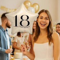 Palloncino in Foil 18" Stella Avorio Happy Birthday 18 Anni 18 Anni