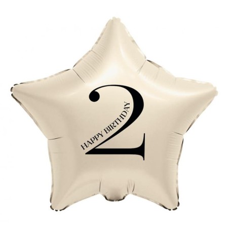 Palloncino in Foil 18" Stella Avorio Happy Birthday N.2 Serie di Numeri