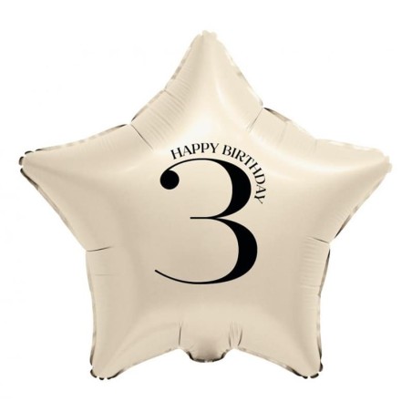 Palloncino in Foil 18" Stella Avorio Happy Birthday N.3 Serie di Numeri