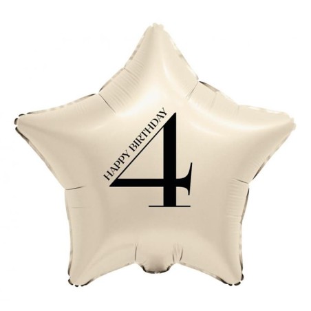Palloncino in Foil 18" Stella Avorio Happy Birthday N.4 Serie di Numeri