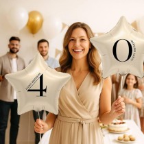 Palloncino in Foil 18" Stella Avorio Happy Birthday N.4 Serie di Numeri