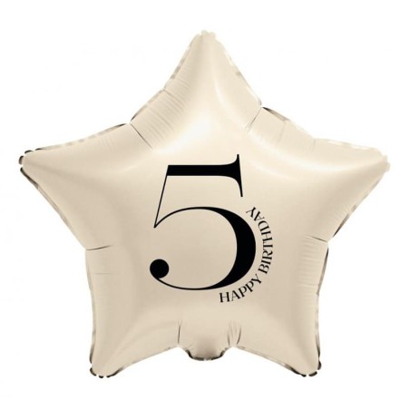 Palloncino in Foil 18" Stella Avorio Happy Birthday N.5 Serie di Numeri