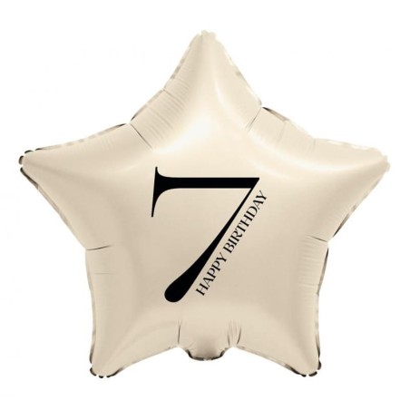 Palloncino in Foil 18" Stella Avorio Happy Birthday N.7 Serie di Numeri