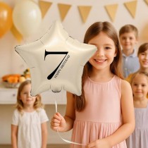 Palloncino in Foil 18" Stella Avorio Happy Birthday N.7 Serie di Numeri