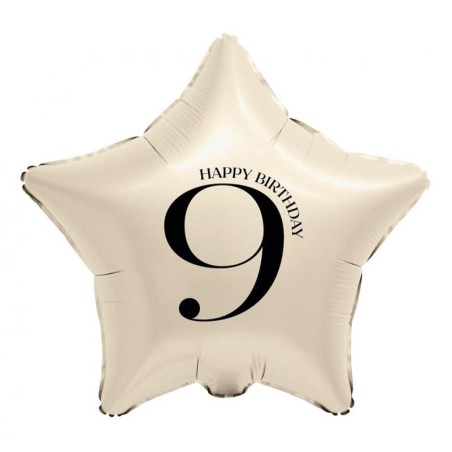Palloncino in Foil 18" Stella Avorio Happy Birthday N.9 Serie di Numeri