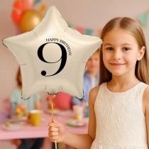 Palloncino in Foil 18" Stella Avorio Happy Birthday N.9 Serie di Numeri