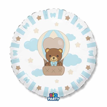 Palloncino in Foil 18" Mongolfiera e Teddy Friends by THUN Celeste Palloncini Nascita Celeste