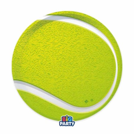 Piatto di Carta 18cm Verde Lime Pallina da Tennis 6pz Tennis