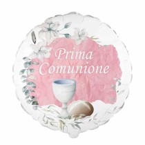 Palloncino in Foil 18" Prima Comunione Vintage Rosa Palloncini Foil Comunione