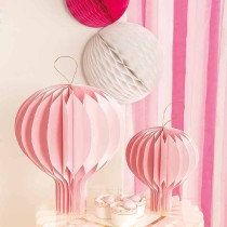 Decorazione di Carta a Nido d'Ape Mongolfiera Rosa 2pz Decorazioni Nido d'Ape