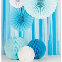 Sfera 3D in Carta Nido d'Ape Mix Azzurro 3pz Decorazioni Nido d'Ape