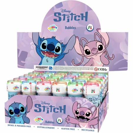 Bolle di Sapone a Tema Stitch & Angel "Bubbles" da 60ml - 36pz Bolle di Sapone