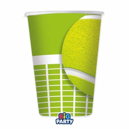 Bicchiere di Carta 250ml con Campo e Pallina da Tennis 6pz Tennis