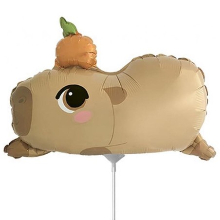 Palloncino in Foil 14" Mini Shape Capibara Steso con Arancia Animali del Bosco