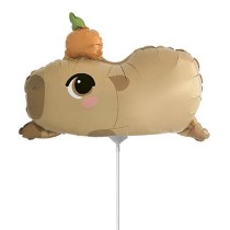 Palloncino in Foil 14" Mini Shape Capibara Steso con Arancia Animali del Bosco