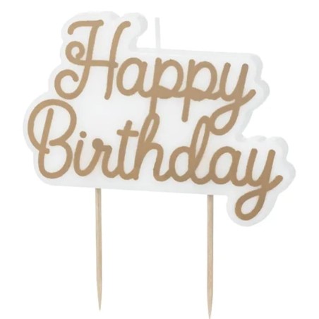 Candelina Buon Compleanno Oro Freddo "Happy Birthday" Candeline Eventi