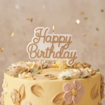 Candelina Buon Compleanno Oro Freddo "Happy Birthday" Candeline Eventi