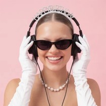 Cerchietto per Capelli Bianco con Strass e Perle "Happy Birthday" Cerchietti e Tiare