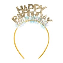 Cerchietto per Capelli Oro con Micro Paillettes "Happy Birthday" Cerchietti e Tiare