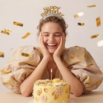 Cerchietto per Capelli Oro con Micro Paillettes "Happy Birthday" Cerchietti e Tiare